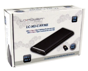 HDD SSD Rack LC Power LC-M2-C-NVME Enclosure for M.2 SSD USB3.1 Gen.2 Type C Black