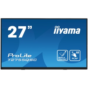 IIYAMA Monitor LED T2755QSC-B1 27” Optical Bonded PCAP 10pt IPS Edge to edge glass 2560 x 1440 @75Hz 400 cd/m² HDMI DP USB Hub Tilt angle 15° up; 70° down T2755QSC-B1 - Img 1