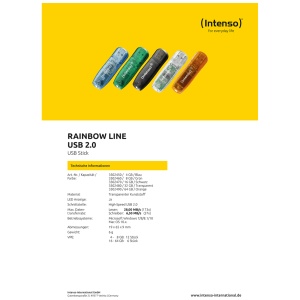 (Intenso) USB Flash drive 64GB Hi-Speed USB 2.0, Rainbow Line, ORANGE - USB2.0-64GB/Rainbow - Img 3