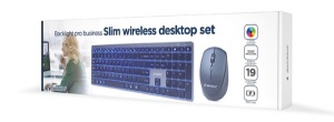 KBS-ECLIPSE-M500 Gembird Backlight Pro Business Slim wireless desktop set, US layout, black