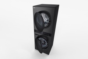 LG LG WashTower™, 12/10 kg, max. 1400 obrtaja/min., Steam™, TurboWash™360, kondenzator sa automatskim čišćenjem, ThinQ™ WiFi funkcija - Crna WT1210BBF