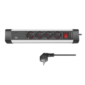 Logilink produžni kabl 4 mesta, 1 x USB A, 1 x USB C, prekidač, stalak, 1.5m, aluminium - Img 2