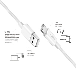 Logilink USB 2.0 Type C cable, C/M na USB - A/M, bela, 1.0m - Img 2