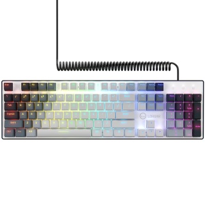 LORGAR Azar 514, Wired mechanical gaming keyboard, RGB backlight, 1680000 colour variations, 18 modes, keys number: 104, 50M clicks, linear dream switches, spring cable up to 3.4m, ABS plastic+metal, magnetic cover, 450*136*39mm, 1.17kg, white, EN layout  - Img 2