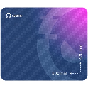 Lorgar Main 135, Gaming mouse pad, High-speed surface, Purple anti-slip rubber base, size: 500mm x 420mm x 3mm, weight 0.41kg LRG-GMP135