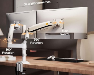 NORTH BAYOU H180-XE stoni nosač za dva monitora beli 17-27 inča - Img 3