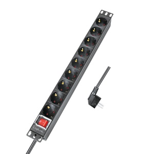 Razvodni PDU panel za rack sa 9 utičnih mesta i osiguracem, kabl 2m (aluminijum)