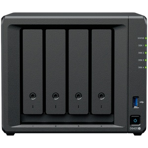 Synology DiskStation DS425+ Tower, 4-Bays 3.5'' SATA HDD/SSD, 2 x M.2 2280 NVMe SSD slot, CPU Intel Celeron J4125 4-core 2.0 GHz, 2 GB DDR4 non-ECC SODIMM, 1x RJ-45 2.5 GbE LAN, 1x RJ-45 1GbE LAN Port; 2x USB 3.2; 2.18 kg; 3yr warranty DS425PLUS - Img 1