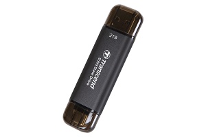 Transcend 1TB, Portable SSD, ESD310, USB 3.1 Gen 2, USB Type-A/USB Type-C, Write up to 950 MB/s, Read up to 1050 MB/s, Black TS1TESD310C