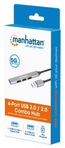 USB HUB 4port Manhattan 168427 3.0/3xUSB 2.0 480Mbps/1xUSB 3.0 5Gbps/sivi - Img 3