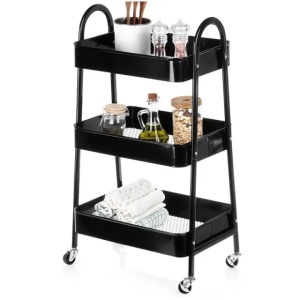 Vilde 568115 - Metalna polica sa 3 nivoa (crna , 44×31,5×78,5 cm - Img 2