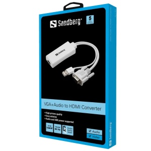 Adapter konverter Sandberg VGA + Audio - HDMI FHD 508-78 - Img 2