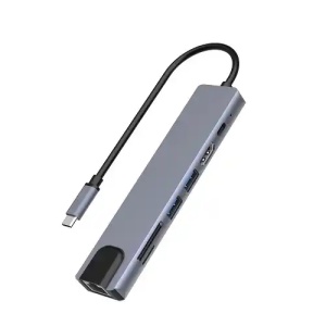 Adapter konverter TIP C 7/1 USB 3.0x2/Ethernet RJ45 /HDMI 4K 30HZ/PD/SD/TF