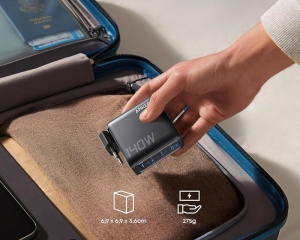 ANKER 140W GaN zidni brzi punjač, 4-porta (3x USB-C, 1x USB-A) sa USB-C M/M pletenim kablom, tamno sivi - Img 2