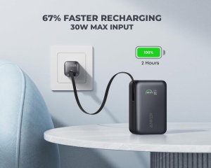 ANKER Nano 10000mAh, 45W, sa ugrađenim USB-C kablom na izvlačenje, Power Bank crni - Img 4