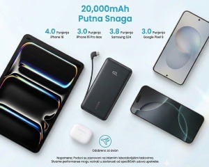 ANKER Zolo 20000mAh, 22.5W, sa ugrađenim USB-C kablom, Power Bank crni - Img 4