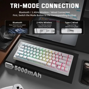 Bežična gaming tastatura Attack Shark X68Pro HE Magnetic Swith/8KHz/TriMode/RT/SnapTap/White cont - Img 3