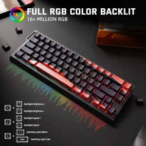 Bežična gaming tastatura Attack Shark X68Pro HE Magnetic Swith/8KHz/TriMode/RT/SnapTap/Black red - Img 4