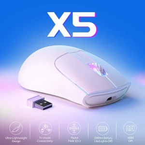 Bežični gaming miš Attack Shark X5 TriMode/Superlight/LongBattery/RGB Click/Ergonomic/White - Img 3