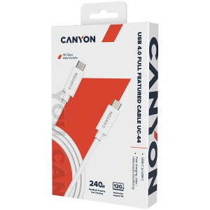 CANYON UC-44, cable, U4-CC-5A1M-E, USB4 TYPE-C to TYPE-C cable assembly 40G 1m 5A 240W(ERP) with E-MARK, CE, ROHS, white CNS-USBC44W - Img 2