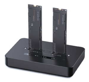 DD2-U3M2 Gembird Desktop doking stanica sa dva USB Type-C M.2 NVME (i SATA) SSD uređaja, crna - Img 3