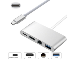 E-GREEN Adapter USB Tip C - HDMI + USB 3.0 + Tip C + RJ45 (F) *