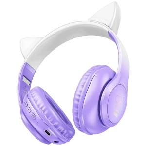 hoco. Bežične stereo slušalice, Bluetooth v5.3, 400mAh - W42 Cat Ears, Purple Grape - Img 2