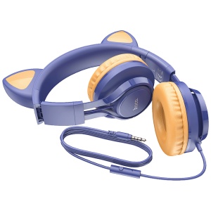 hoco. Slušalice sa mikrofonom, 3.5mm utikač, 1.2m kabel - W36 Cat ear, midnight blue - Img 3