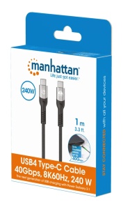 Kabl Manhattan 356374 USB-C M/M 3.1/8K/60Hz/Thunderbolt 4/40Gbps/PD/1m - Img 5