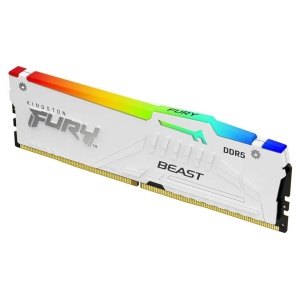 Kingston DDR5 16GB 5600MT/s [FURY BEAST RGB], Non-ECC UDIMM, CL40 1.25V, 288-Pin 1Rx8, White, w/RGB Heatsink, XMP KF556C40BWA-16