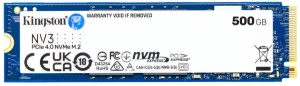 Kingston M.2 NVMe 500GB, 2280, PCIe Gen 4x4, NV3, Read up to 6,000 MB/s, Write up to 2,200 MB/s, (single sided) SNV3S/500G *
