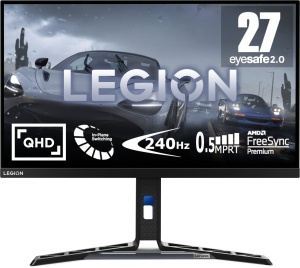 Lenovo 27" Legion Y27qf-30 Gaming IPS WLED QHD (2560x1440), 178/178, 0,5/1/2/3/4/5 ms, 1000:1, 240/250Hz, 400 cd/m², 99% sRGB, 95% DCI-P3, 2xHDMI 2.1, 1xDP, Speakers 3Wx2, 4xUSB 3.2 hub, VESA, Tilt-Swivel-Pivot-Height, Raven Black (DP ca 67A7GAC3EU