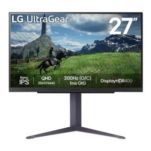 LG 27'' UltraGear IPS QHD 2560x1440@200Hz,16:9,1000:1,400 cd/m²,1ms,178º/178º,AMD FreeSync,HDR 10,1 DP,2 HDMI,2 USB Downstream Port 3.0,1 USB Upstream Port 3.0,VESA 100x100mm,Height,Tilt,Swivel,Black,3yw 27GS85Q-B
