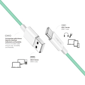 Logilink USB 2.0 Type C cable, C/M na USB - A/M, zelena, 1.0m - Img 2