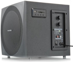 Microlab M300BT Drveni 2.1 38W RMS(14W,2x12W) SD, USB, FM, BLUETOOTH, black, 3.5mm - Img 4