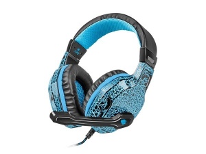 Natec FURY HELLCAT, Gaming Headset with Volume Control, 3.5mm Stereo, LED Backlit (USB), Black/Blue NFU-0863