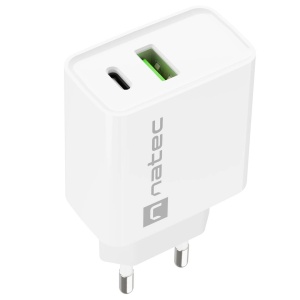 Natec RIBERA USB Type-C/Type-A Charger, QC3.0 & PD3.0, 3A 20W, White NUC-2061