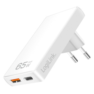 Punjač slim PD 65W, USB AF, USB CF type C, Logilink