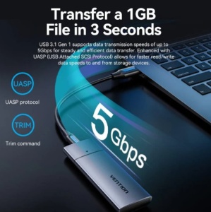 SSD Rack Vention KPEH0 M.2 NGFF USB-C 3.1 Aluminium - Img 3