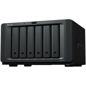 Synology DiskStation DS1621+,Tower,6-Bay 3.5'' SATA HDD/SSD, 2 x M.2 2280 NVMe SSD, CPU AMD Ryzen Quad-Core 2.2 GHz, 4 GB DDR4, 4 x RJ-45 1 GbE LAN, 3 x USB 3.0, 2 x eSATA (Expandable to 16 Bays with 2 x DX517), 1 x Gen3 x8 PCIe,5.1kg, 3y warranty DS1621P