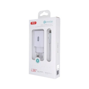XO Punjač za mobilni 18W L36 + kabl USB Tip c kabl FAST beli