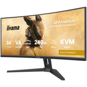 34" UW VA-panel, Curved Gaming 1500R,G-Master Gold Phoenix, 3440x1440-240Hz (21:9),0,4ms (MPRT),500cdm HDR400,FreeSync Premium,Speakers,2xHDMI (2.1) VRR/ALLM,2xDisplayPort, USB-C DOCK (LAN/KVM/95W PD),USB 2x3,2+1xC, PIP/PBP,13cm Height Adj. Stand GCB3486W - Img 3
