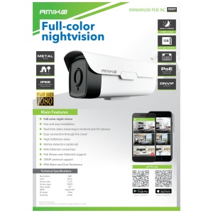 Amiko Home Kamera IP, 2MP, Color Night, SD ulaz, 6mm, IP66 - BW60M200 POE NC - Img 2