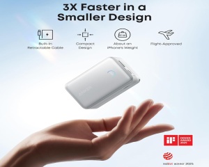 ANKER Nano 10000mAh, 45W, sa ugrađenim USB-C kablom na izvlačenje, Power Bank beli - Img 2