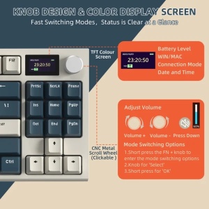 Bežična gaming tastatura Attack Shark K86 Mehanička/TriMode/TFT Screen/Media Control/Timing Machine - Img 3