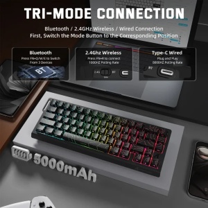 Bežična gaming tastatura Attack Shark X68Pro HE Magnetic Swith/8KHz/TriMode/RT/SnapTap/Black cont - Img 2