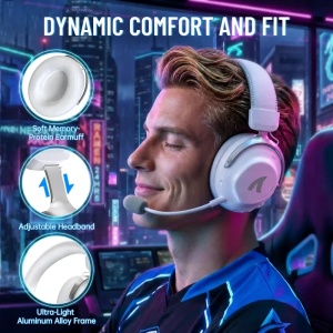 Bežične gaming Slušalice Attack Shark L50Pro 53mm/7.1 Surround/TriMode/1100mAh/Aluminium/White - Img 4
