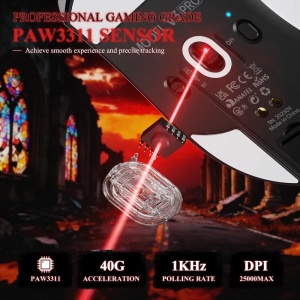 Bežični gaming miš Attack Shark V3Pro PAW3311/25000 DPI/Omron Switches/White + Charging Dock - Img 2