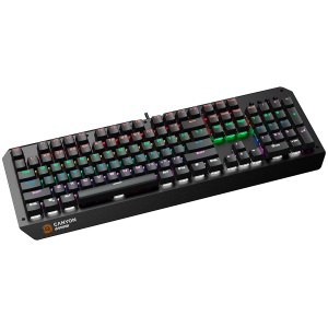 CANYON Hazard GK-6, Wired multimedia gaming keyboard with lighting effect, 108pcs rainbow LED, Numbers 104keys, EN double injection layout, cable length 1.8M, 450.5*163.7*42mm, 0.90kg, color black CND-SKB6-US - Img 4