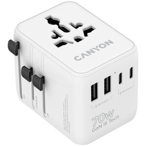 CANYON Travel Adapter OnTour 70 EU/UK/US/AUS 70W White CNS-TA70W1006W - Img 5